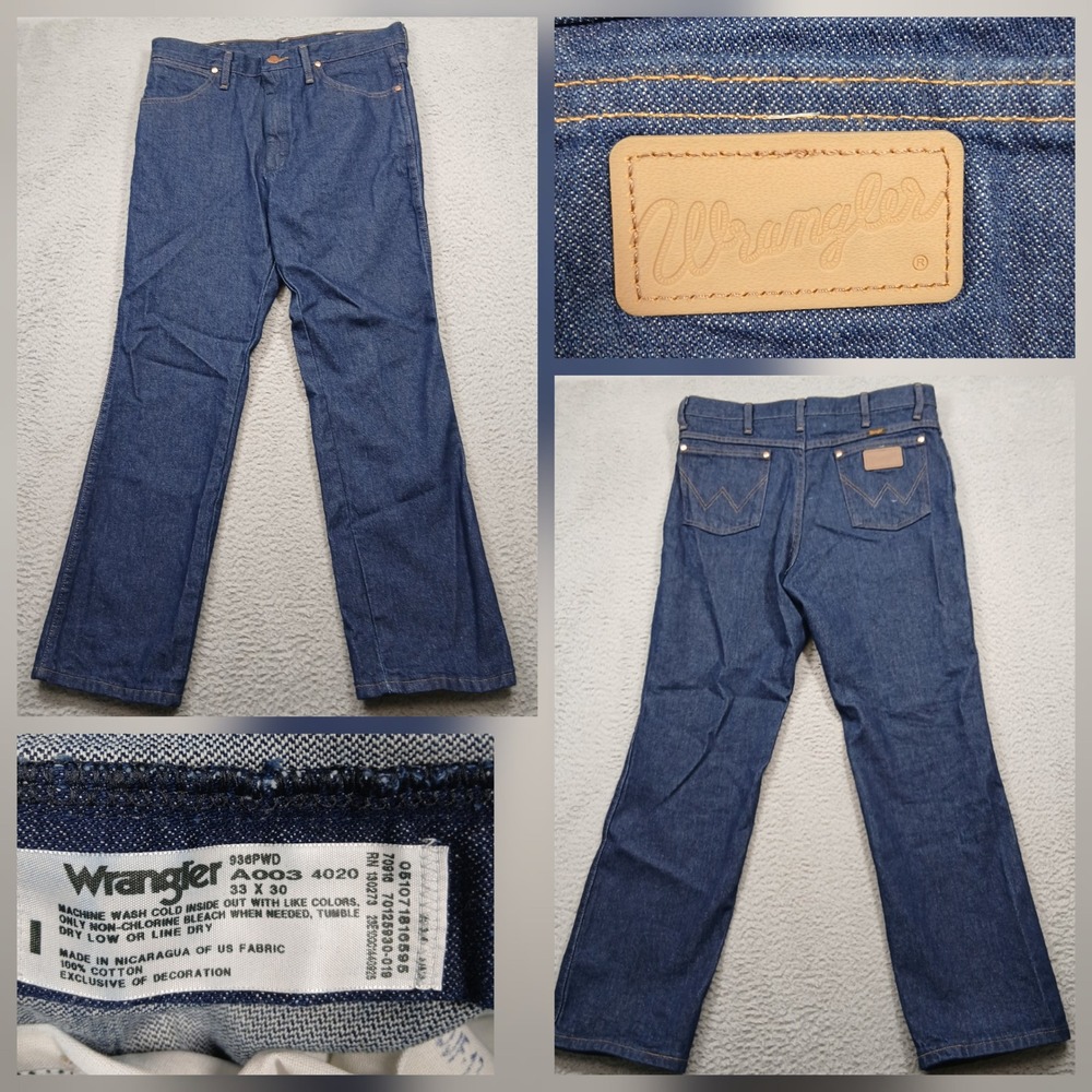 Wrangler Cowboy Cut Blue Jeans Men's 33x30 Made in Nicaragua USA Fabric